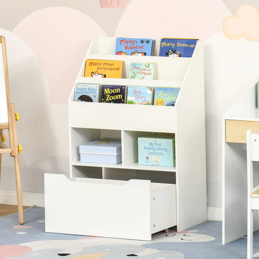 White Children's Bookcase with Drawer