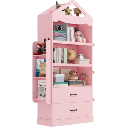 Tall Kids Bookshelf with Storage