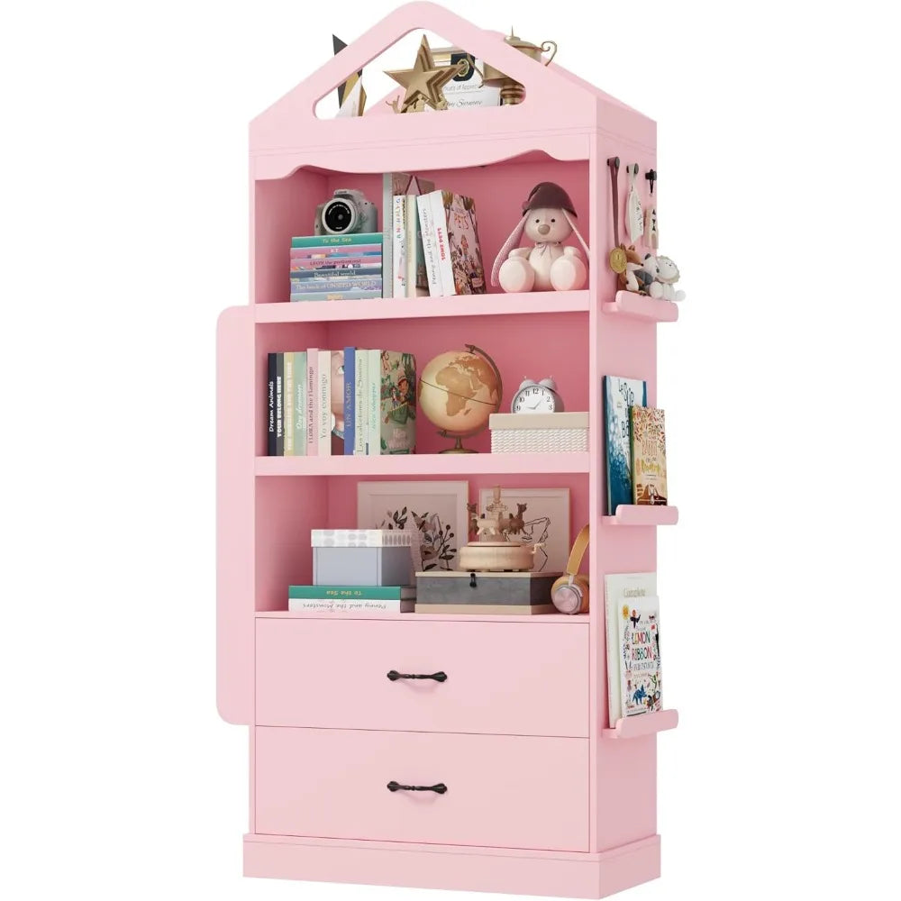 Tall Kids Bookshelf with Storage