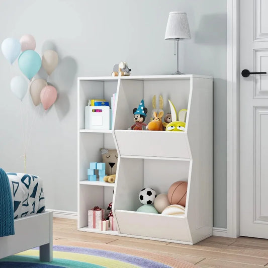 Open Multi-Bin Toy Storage Cabinet